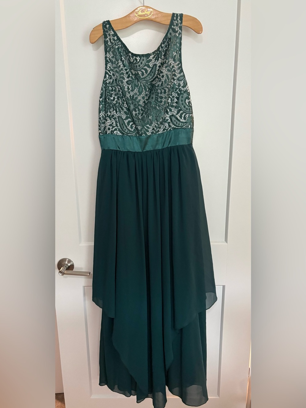 Dark Green Lace High-Low Dress